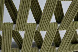 "Диего" диван 2-местный плетеный из роупа, каркас алюминий светло-серый (RAL7035) муар, роуп салатовый меланж круглый, ткань светло-серая