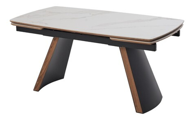 Стол РАНДЕВУ 160 БЕЛЫЙ МРАМОР МАТОВЫЙ 9806035 , керамика / Черный, Орех эко, М-City