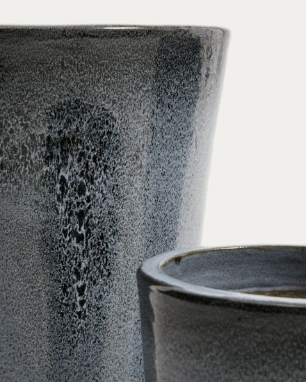 Набор из 3 кашпо Rotja с глазурованной синей отделкой, диаметр 26 / 35 / 47 см