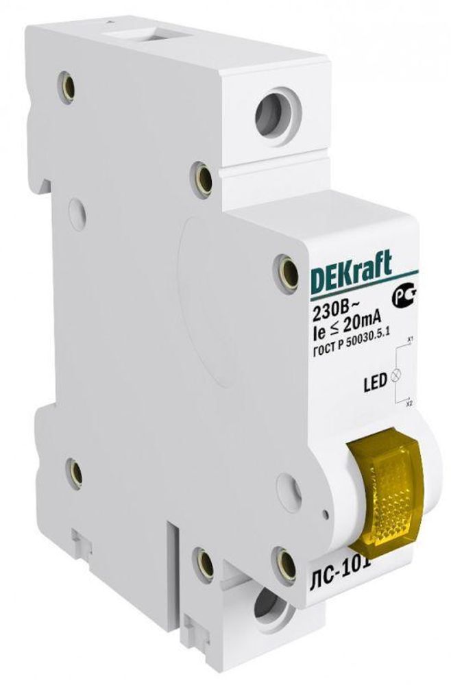 Лампа сигнальная ЛС-101 на DIN-рейку 1p желт. LED DEKraft 18008DEK Лампа сигнальная ЛС-101 на DIN-рейку 1p желт. LED DEKraft 18008DEK