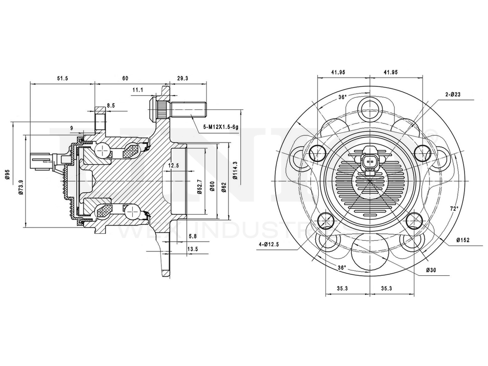Ступица задняя (с ABS) UNIO HUB-20232
