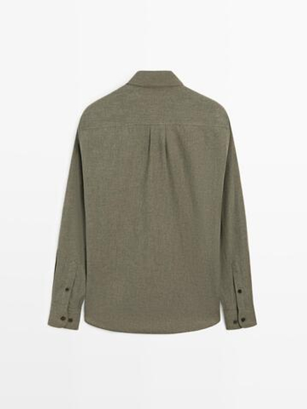 Massimo Dutti Меланжевая рубашка классического кроя, зеленый