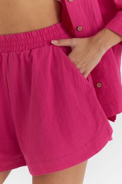 Шорты из вареного хлопка цвета фуксия