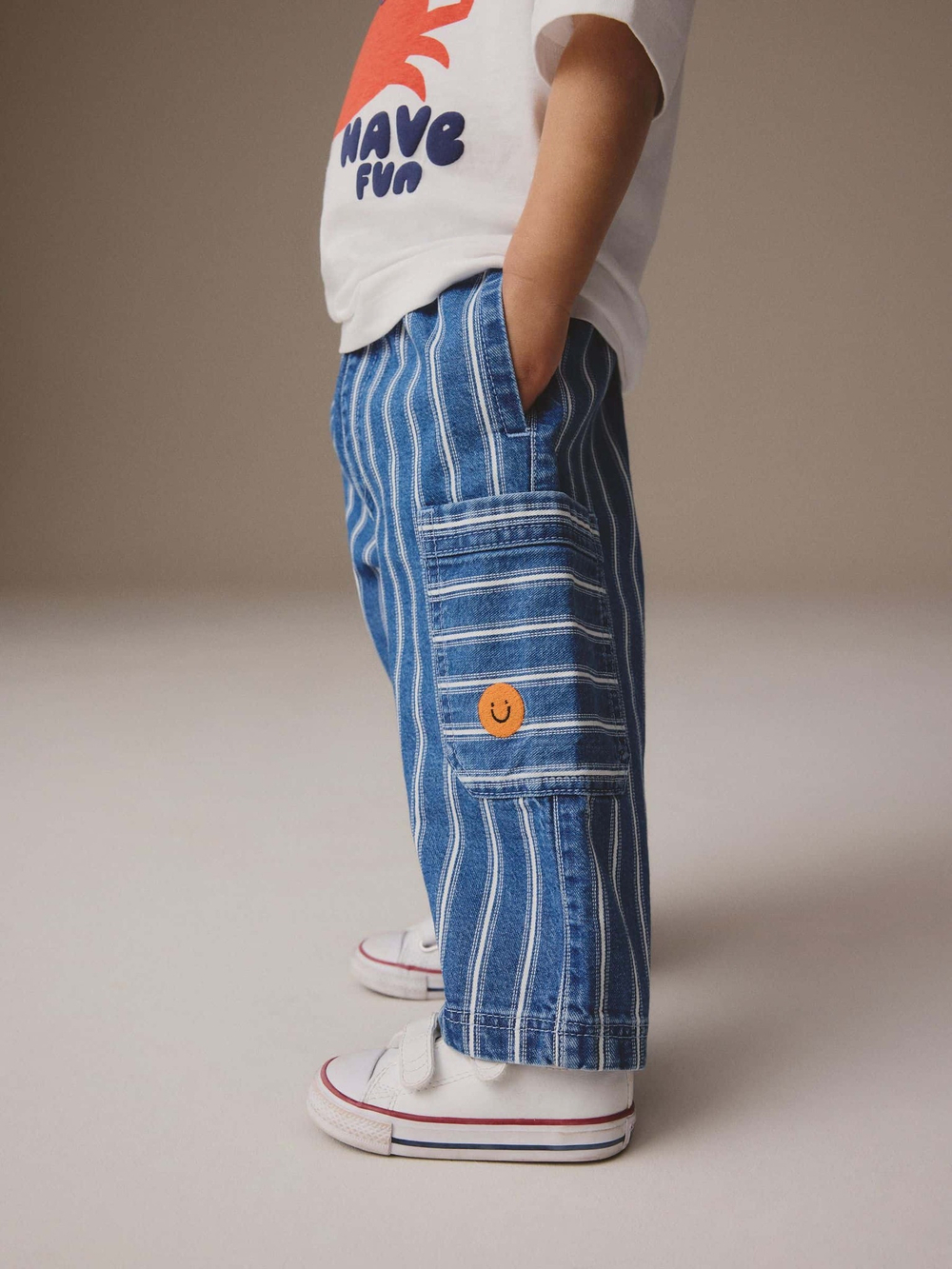 Брюки карго широкие для мальчика Next E45-341, Синий