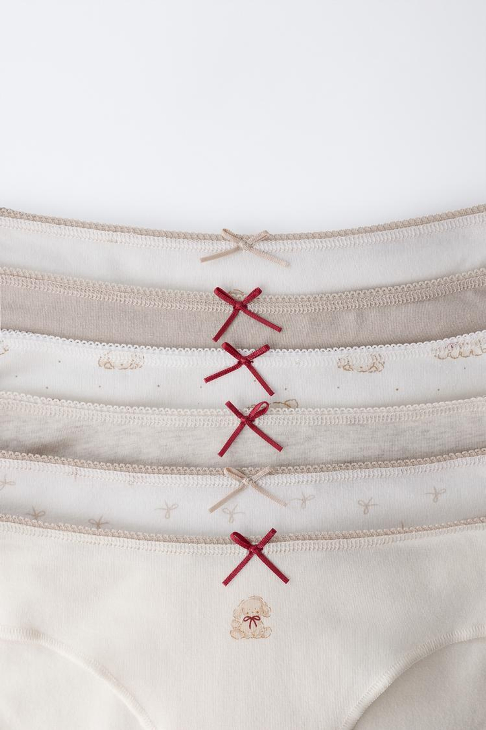 ZARA НАБОР ИЗ ШЕСТИ ТРУСОВ С ПРИНТОМ СОБАЧЕК, РЫЖЕВАТО-КОРИЧНЕВЫЙ