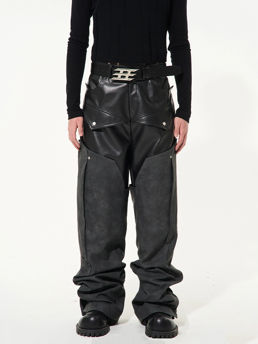 Брюки BLIND "Two-Layered" Deconstructed Leather Pants