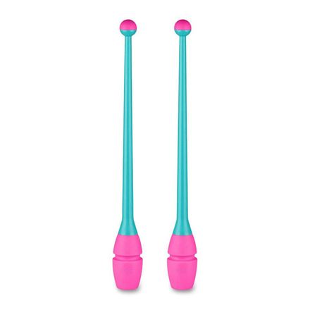 Булавы для худ. гимнастики INDIGO, IN017-BP, 36 см, пластик, каучук, в компл. 2шт, бирюз-роз
