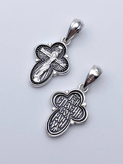 Крест из серебра/Чернение/С подвижным ухом