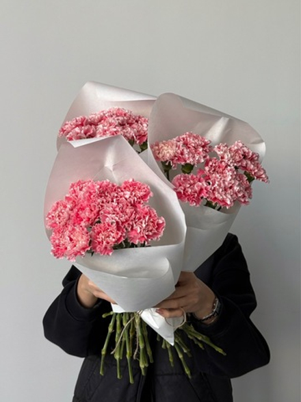 Охапка диантусов в бело-розовом оттенке 10 шт