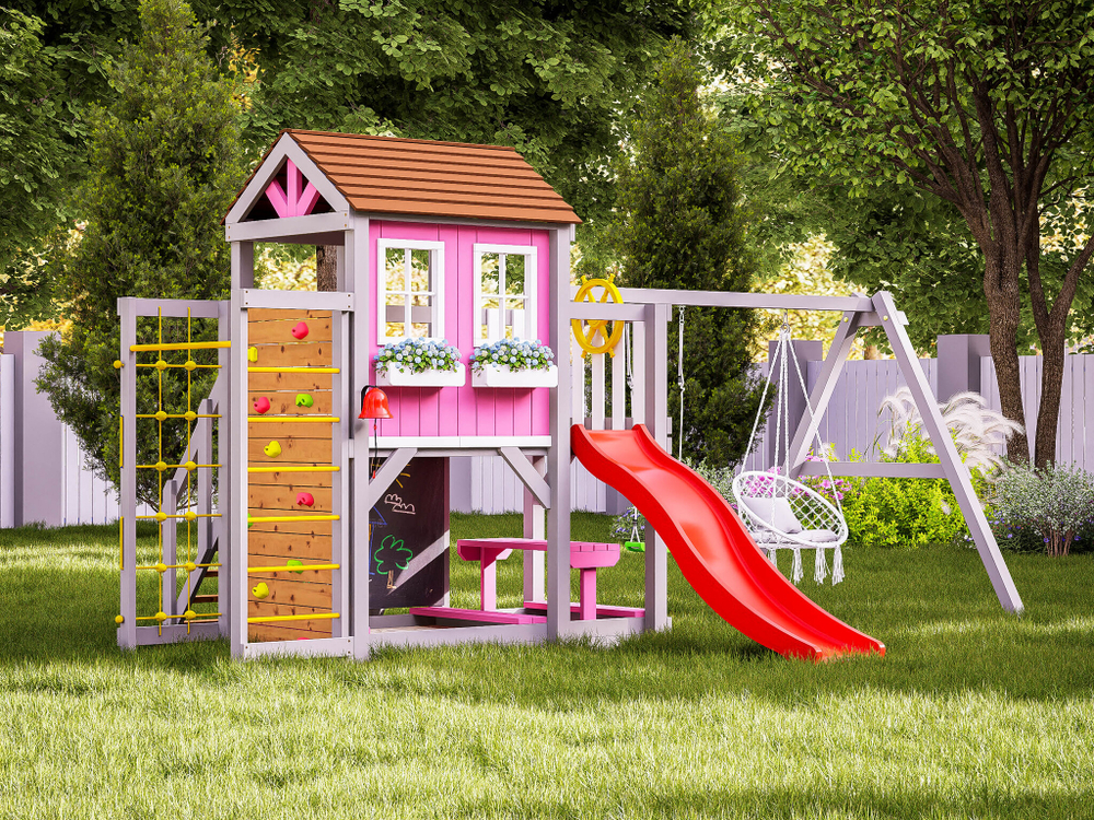 Детский домик с качелями "Прованс - спорт плюс"