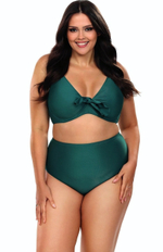 Раздельный купальник plus size: мягкий лиф и трусики-слипы (Размер: 90C/44) (Цвет: изумрудный)