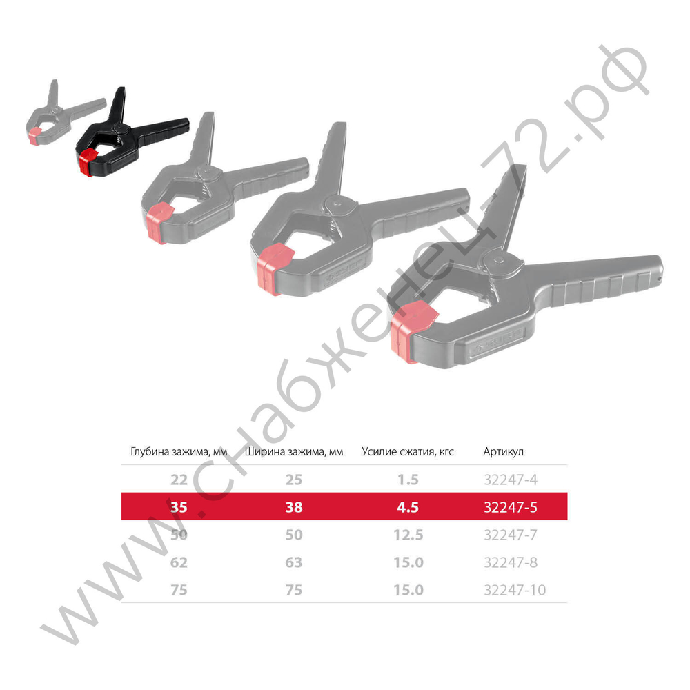 ЗУБР МЗ-50 50х50 мм, Пружинный зажим (32247-5)