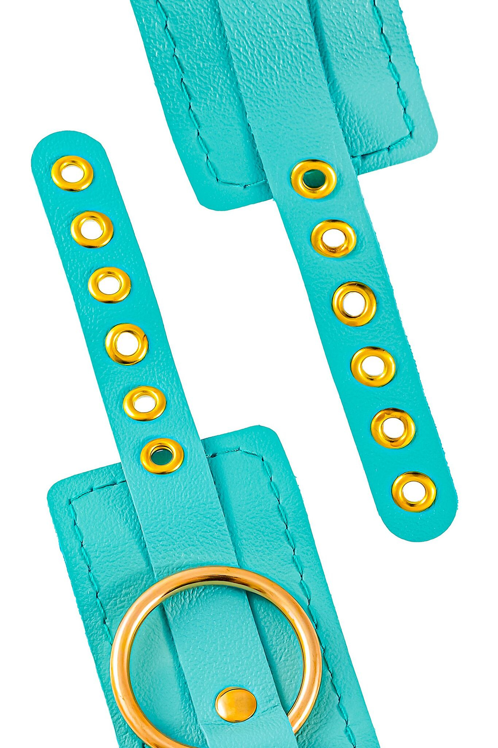 Голубые однослойные кожаные наручники (Цвет: голубой)