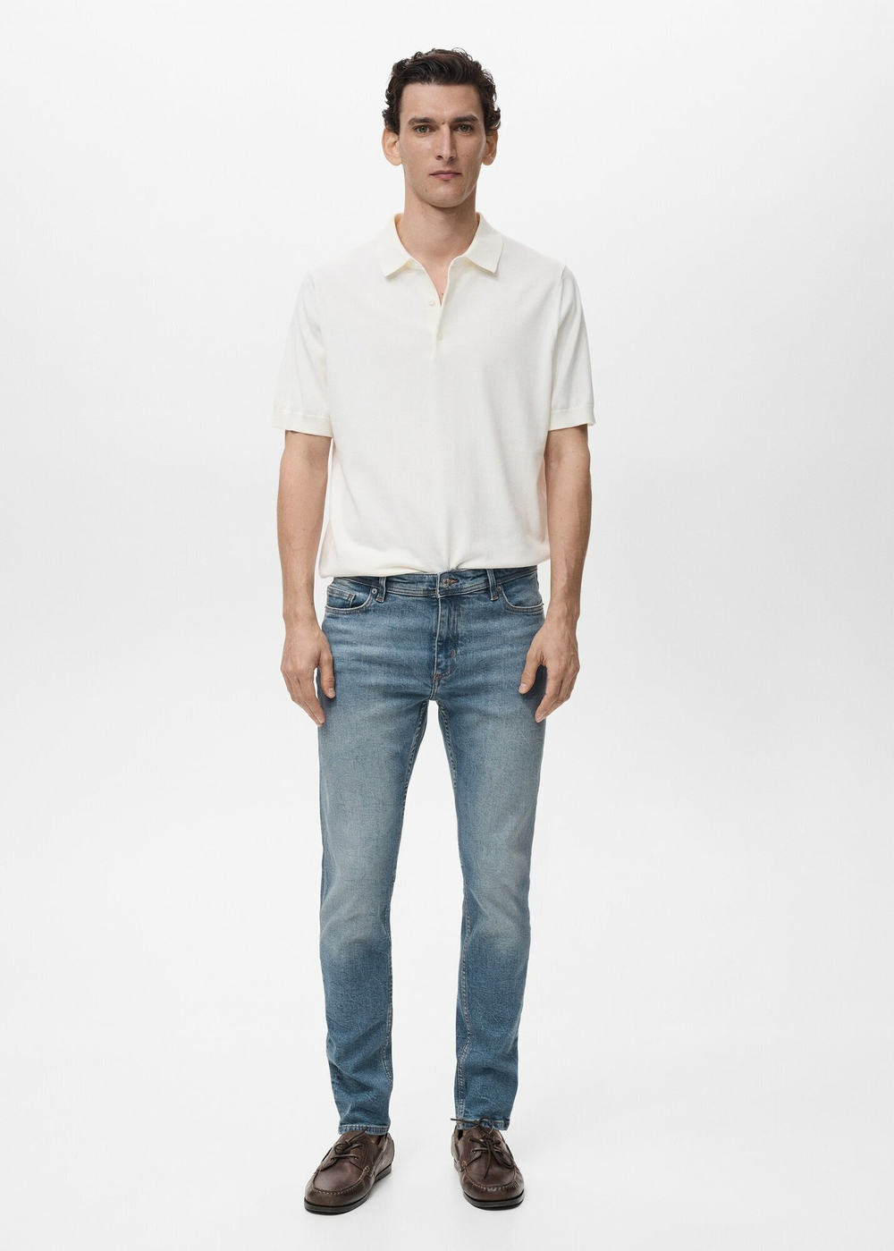 Джинсы Jan slim fit среднего тона с эффектом потертости