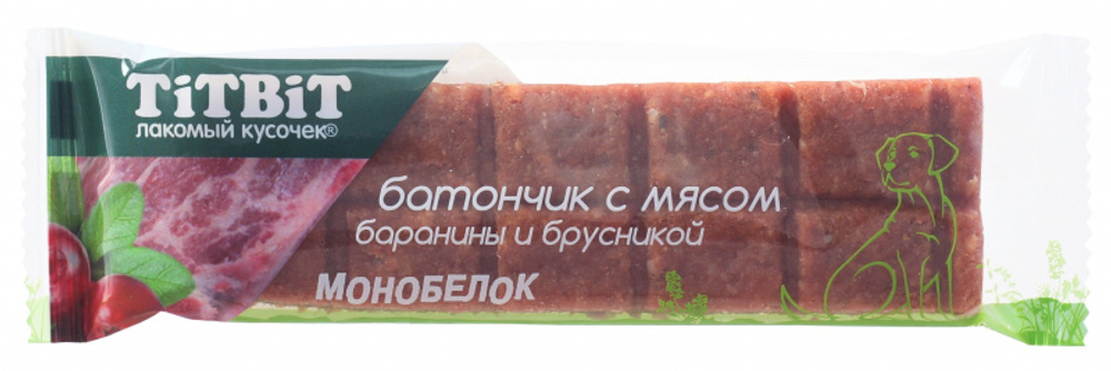 TitBit лакомство для собак Батончик мясной с бараниной и брусникой 40 гр.