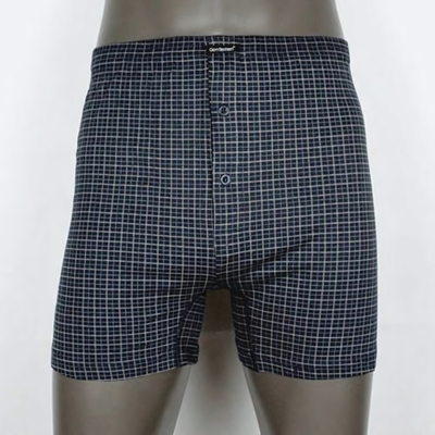 Мужские хлопковые трусы-боксеры в клетку plus size с гульфиком (Размер: 5X) (Цвет: синий)