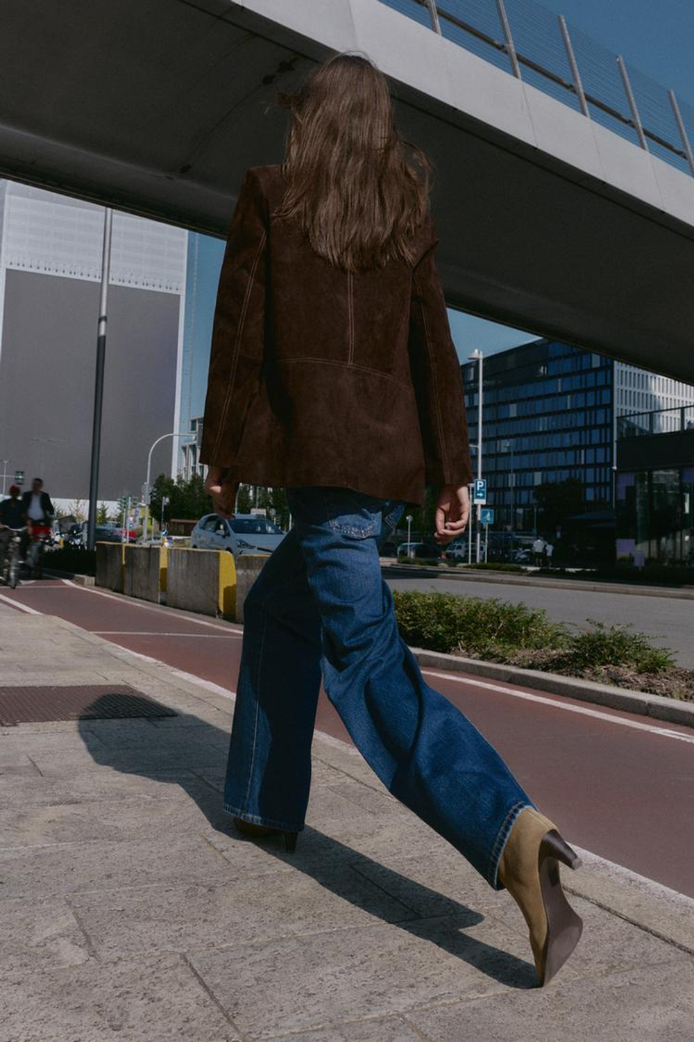 ZARA ПРЯМОЙ БЛЕЙЗЕР ИЗ 100% КОЖИ, КОРИЧНЕВЫЙ