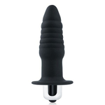 Черная ребристая вибровтулка 7см с ограничителем Bior Toys Sex Expert SEM-55188