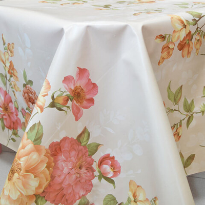 Клеенка столовая DEKORAMA 140см*20м "Цветы на бежевом"