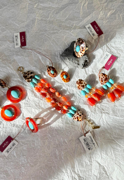 Серьги Nature Bijoux, Surabaya, с агатом, говлитом и раковиной тигровой Ципреи, NB25.2-12-90317 (кор
