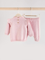 Вязаные свитер и легинсы в комплекте для девочки Next Q94-812, Розовый