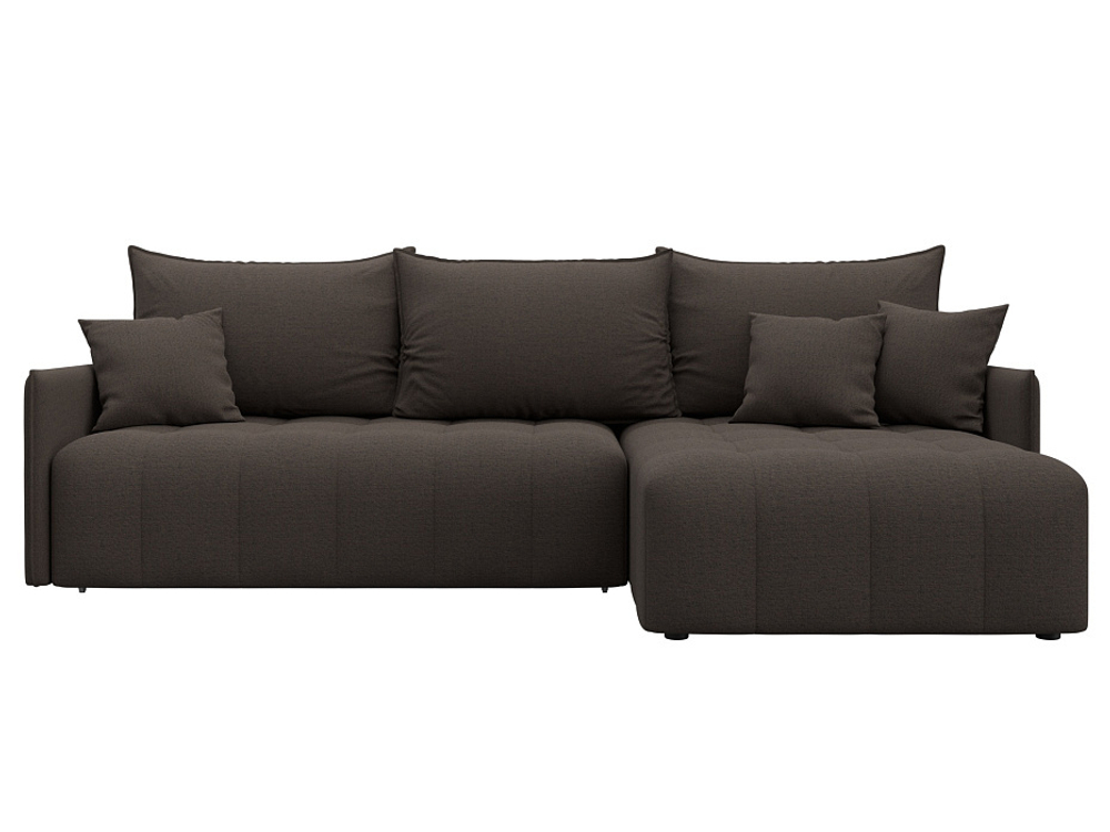 Диван угловой Лига-054 НПБ угол универсальный РОГОЖКА Амур 05 коричневый