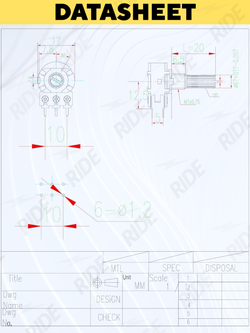 Потенциометр WH148 сдвоенный переменный резистор 15 мм 6-pin