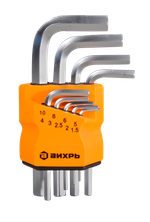 Набор ключей имбусовых Вихрь HEX, 9 шт, 1.5-10 мм