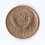 5 копеек 1957г,  Ости колосьев у звезды короче, XF-UNC