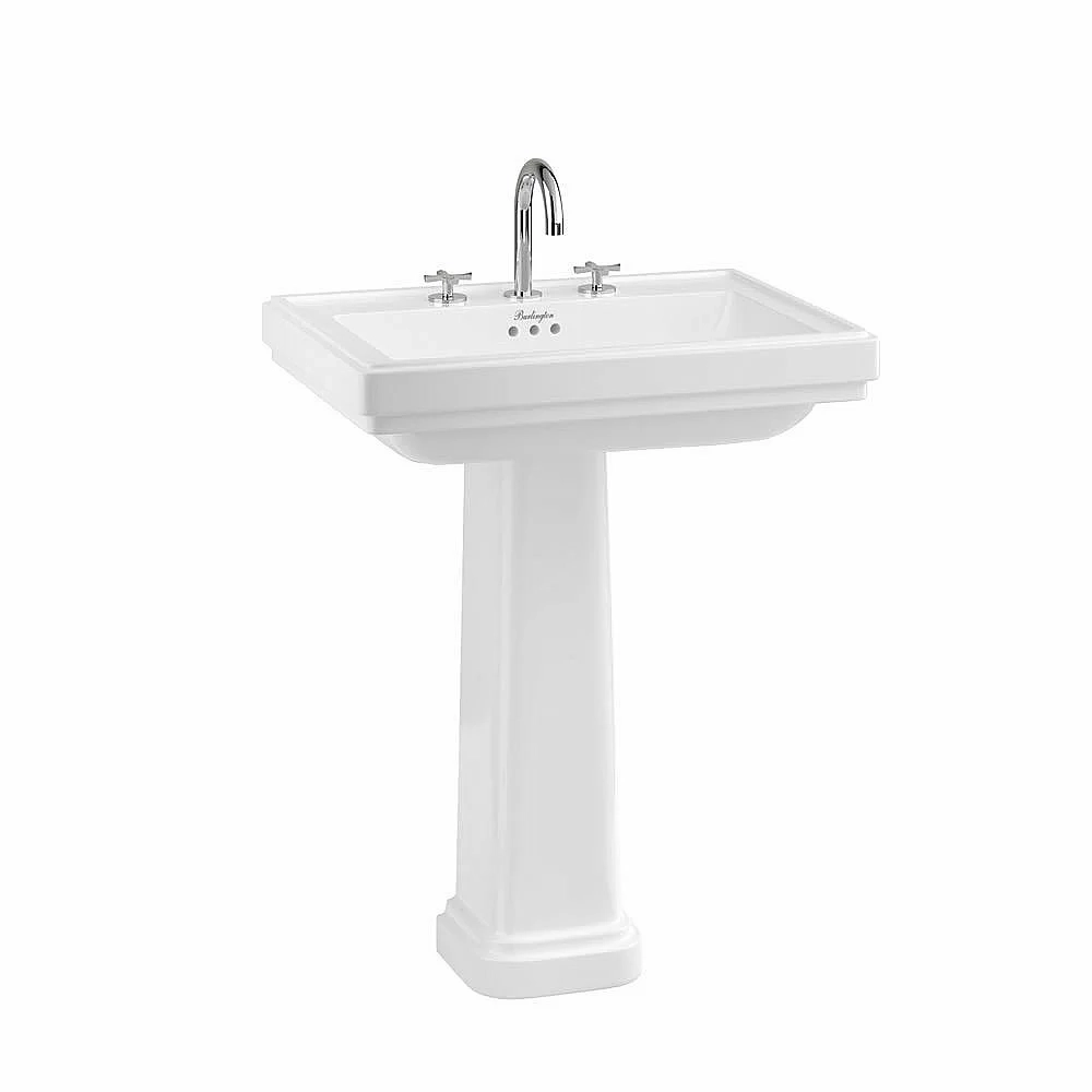 Раковина на пьедестале Burlington Riviera 65 RIV2 3TH RIV6 с 3-мя отверстиями белая