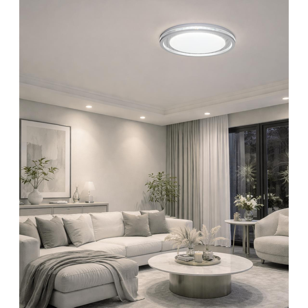 7681/EL COLOR SN 164 Светильник пластик/сер под дер LED 70Вт 3000-6000K D480 IP43 пульт ДУ MAVI WOOD