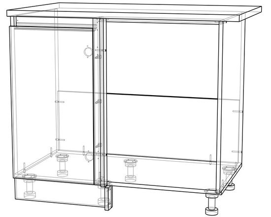 Стол кухонный угловой под мойку ДЕСТИНИ-4 правый /936*820*536/