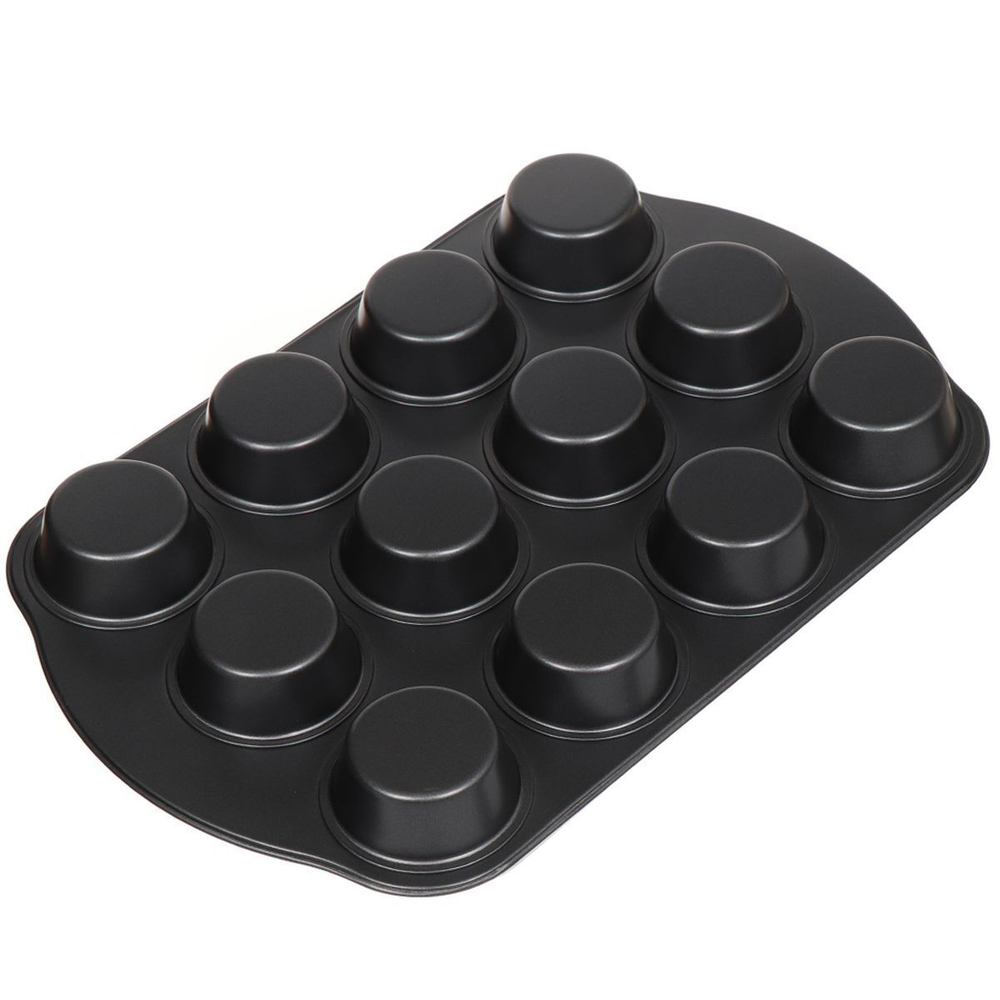 Форма для выпечки сталь, 26.5х41х3.3 см, антиприг, 12 маффин, Daniks, KB18305