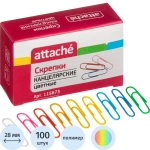 Скрепки канцелярские 28 мм Attache металлические с полимерным покрытием (100 штук в упаковке)