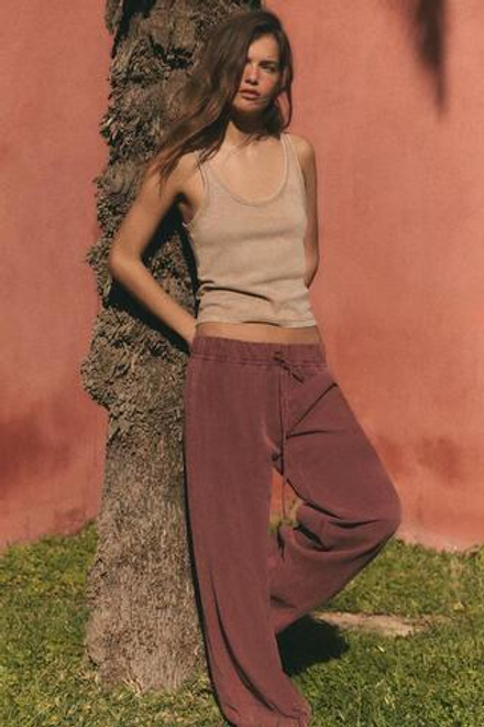 ZARA СТРУЯЩИЕСЯ БРЮКИ НА ШНУРКЕ, БУРГУНДИ