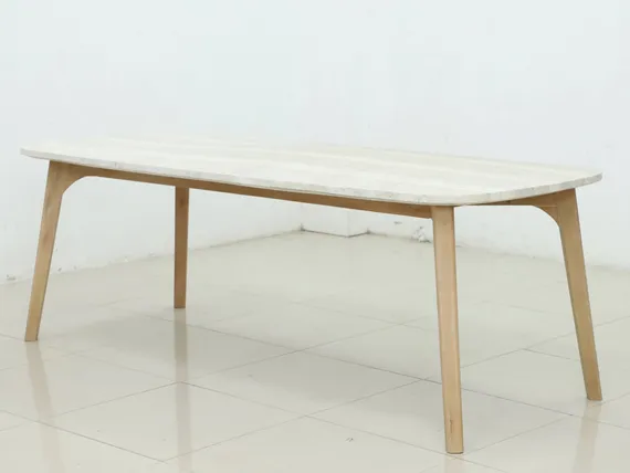 Стол Mali 225х100 см, массив эвкалипта, травертин