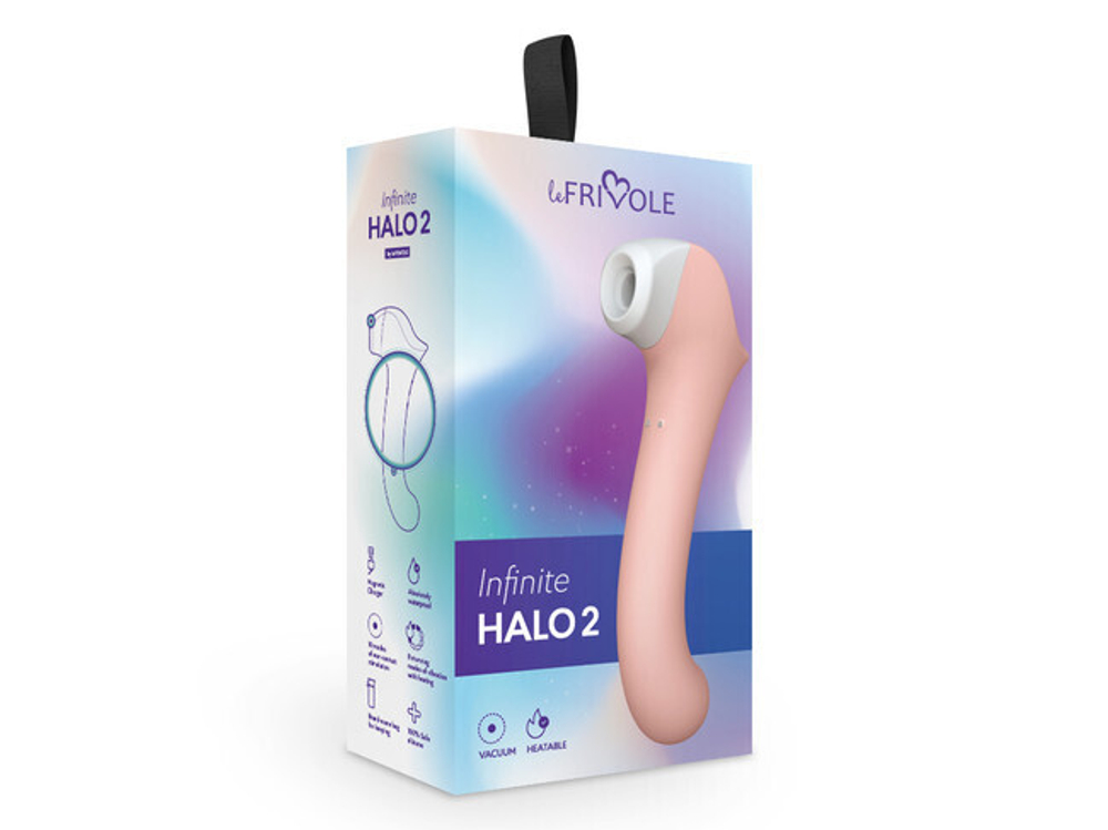 Вакуумный клиторальный стимулятор с вибрирующей и нагреваемой ручкой Halo 2, цвет Персиковый (Цвет: розовый)