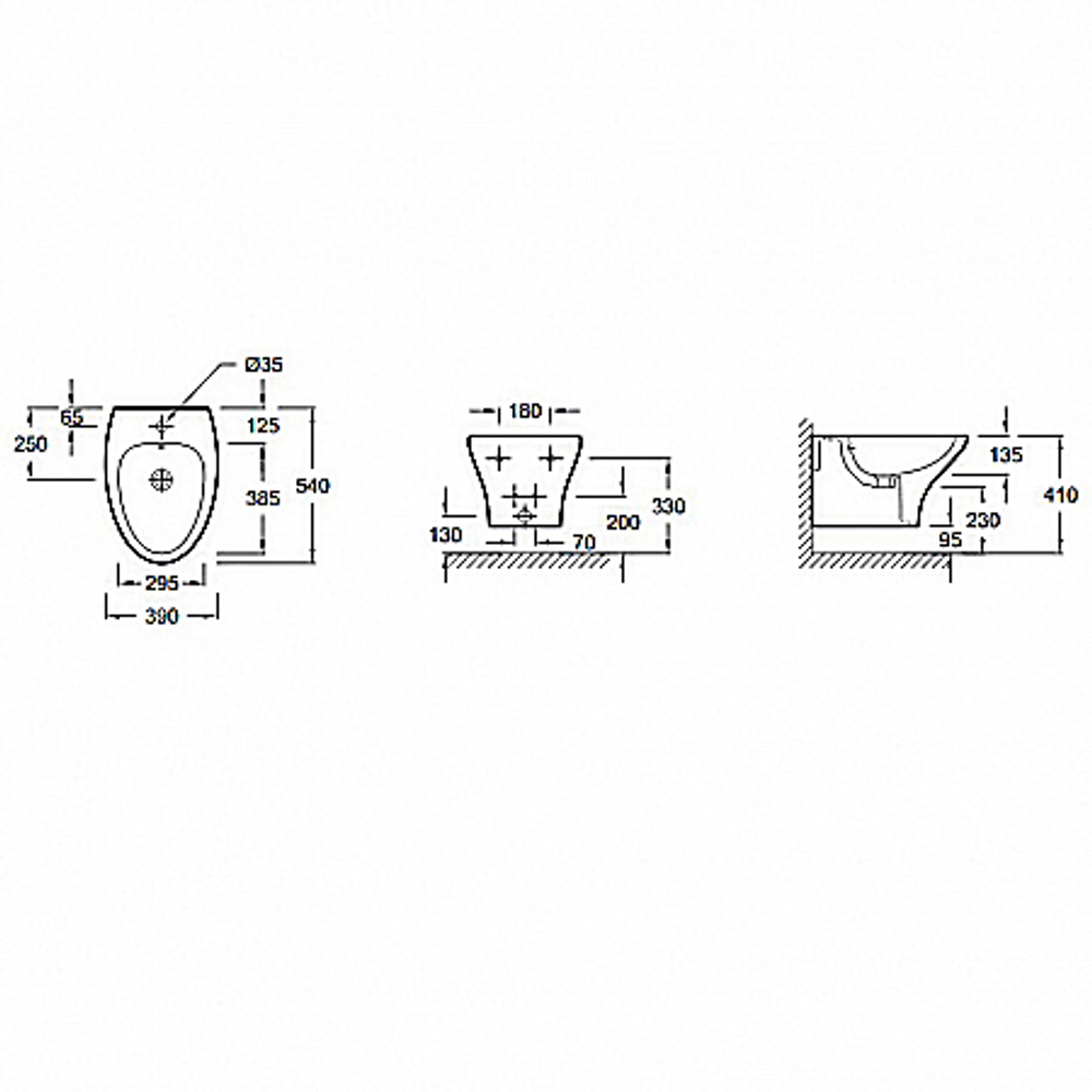 Биде подвесное Jacob Delafon Nouvelle Vague 39х54 см, без крышки, белый (EMD0002-00)