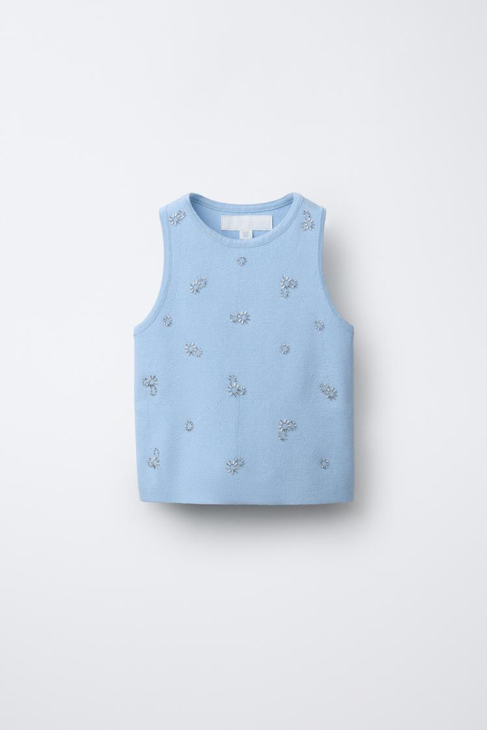 ZARA ТОП СО СТРАЗАМИ, ПАСТЕЛЬНО-СИНИЙ