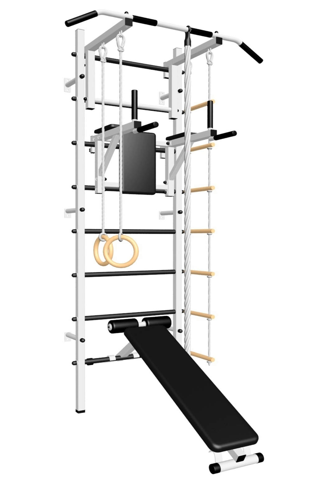 Шведская стенка Sv Sport усиленная 606 (Турник стандарт/Брусья/Скамья/Канат/Кольца/Лестница)