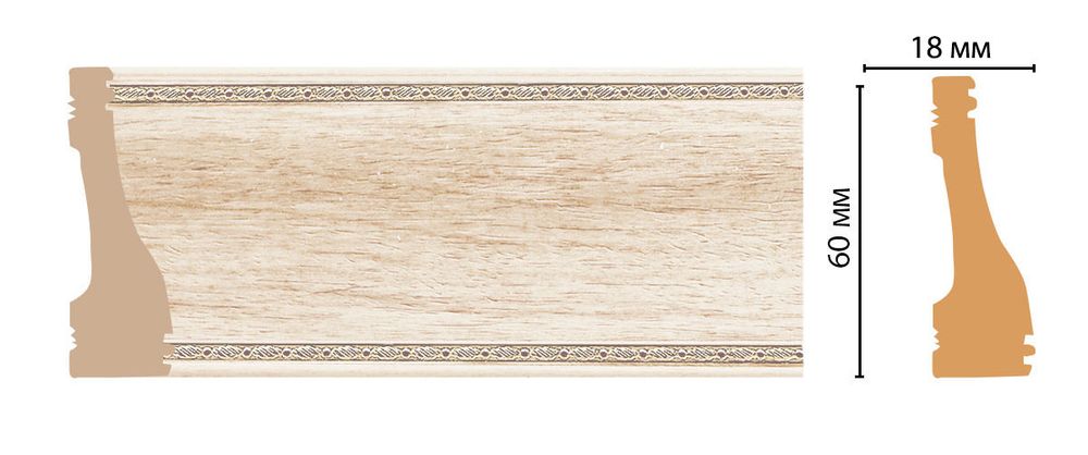 Плинтус напольный дюрополимер под дерево D192-13 60×18×2400 мм DecoMaster