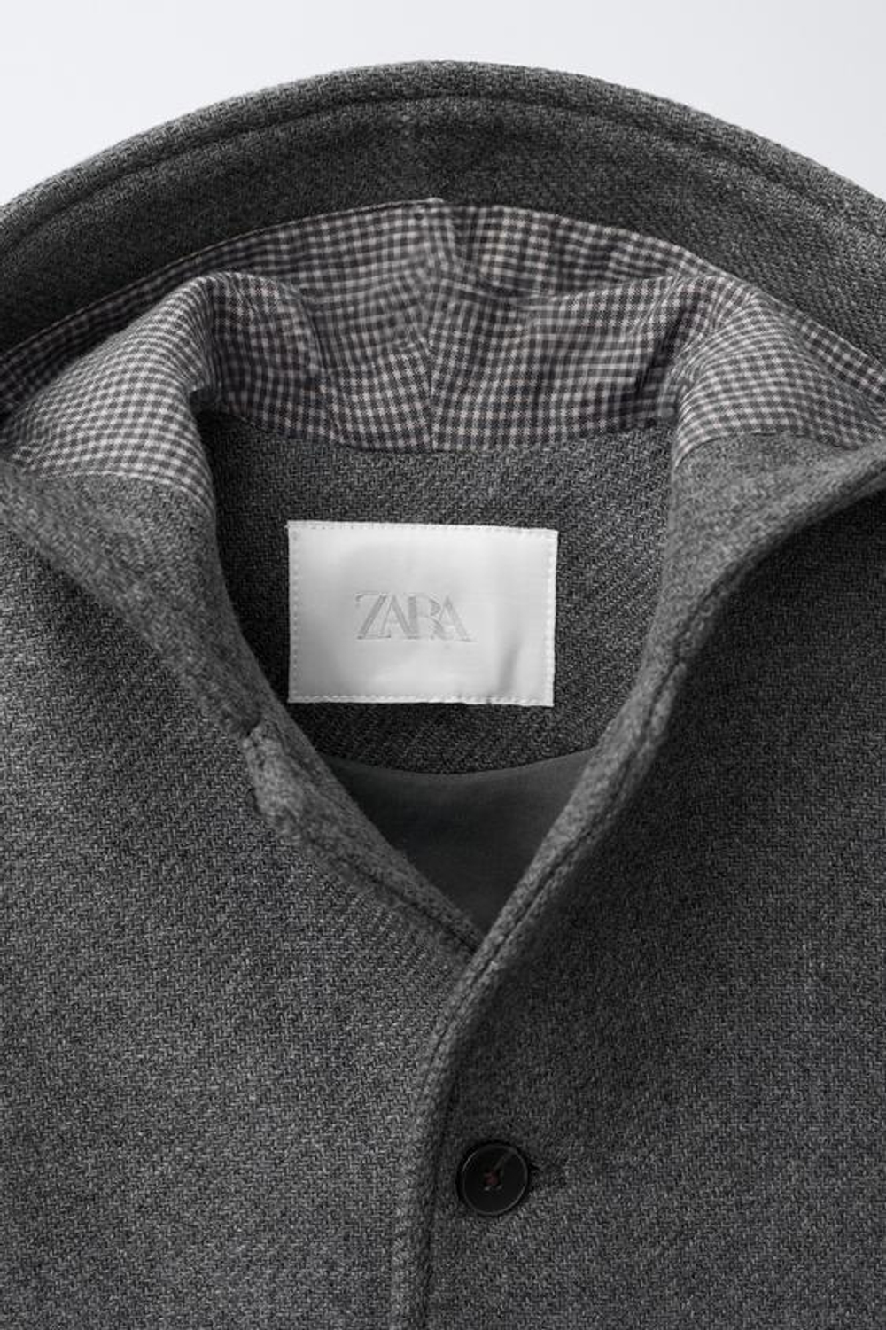 ZARA ПАЛЬТО МАНТИКО С КАПЮШОНОМ, ТЕМНО-СЕРЫЙ