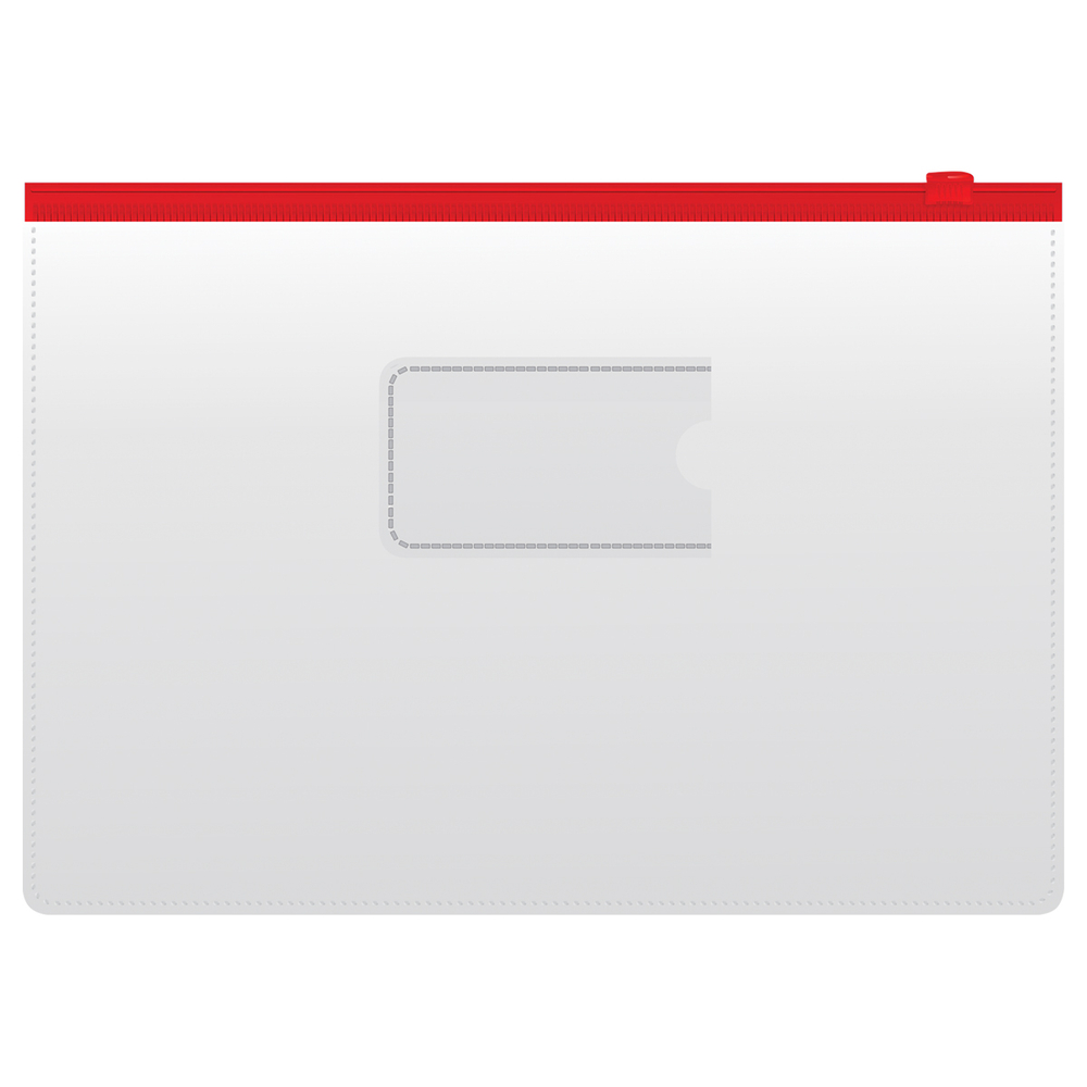 Папка-конверт на zip-молнии А4, ПВХ, 120мкм, прозрачная, цветная молния, карман, ассорти