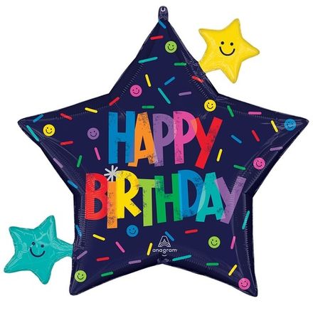 Звезда "Цветные смайлики Happy Birthday"