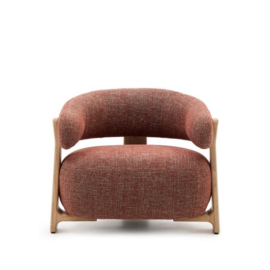 Granite Кресло из терракотового шенилла и массива ясеня в натуральной отделке Испания Lа Forma