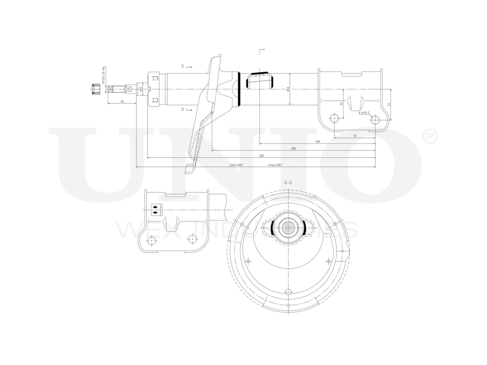 Амортизатор газовый передней подвески левый UNIO SAB-10094