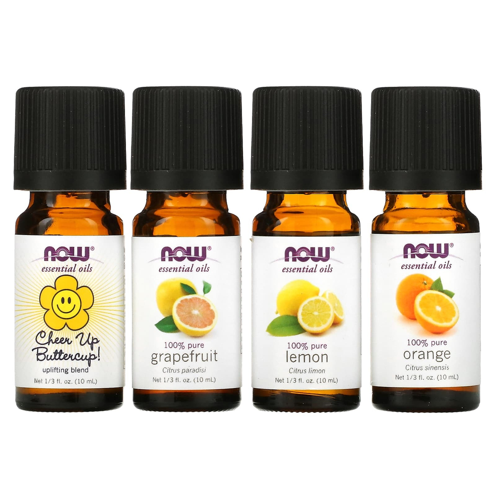 NOW Foods, Solutions, Put Some Pep in Your Step, набор эфирных масел для бодрости, 4 флакона по 10 мл (1,3 жидк. Унции)