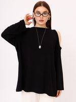 Лонгслив на одно плечо Вискоза, черный