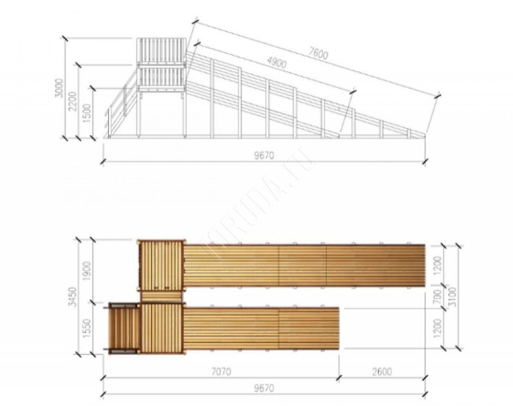 Зимняя горка TORUDA Север wood-7 (скат 4.9 м и 7.6)