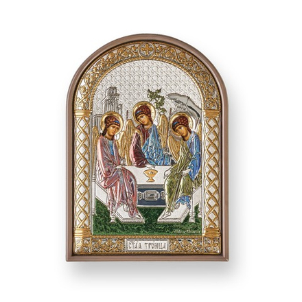 Св. Троица, икона арочная, пластик коричневый, эмаль 48x68